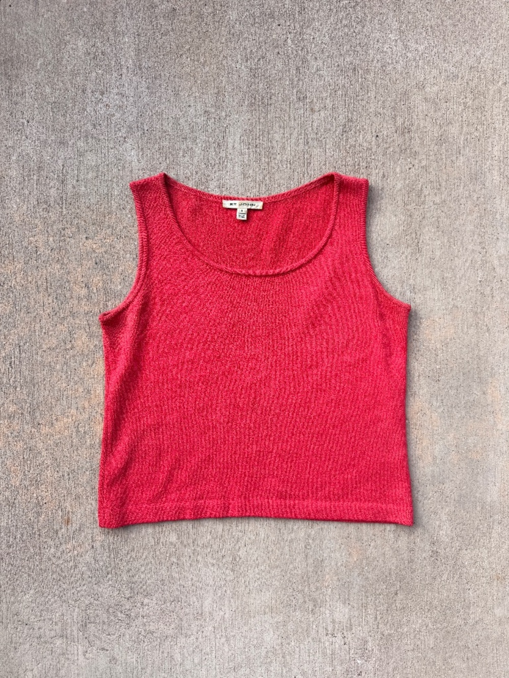 St. John Coral Knit Shell Tank Top Small Wool Rayon Blend Scoop Neck